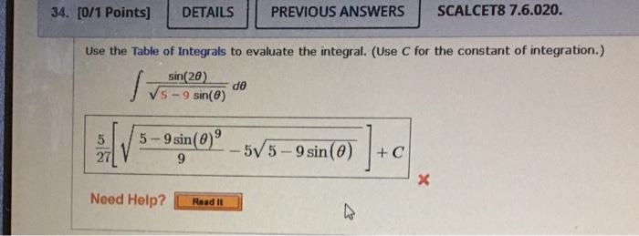 Solved 34 0 1 Points DETAILS PREVIOUS ANSWERS SCALCET8 Chegg