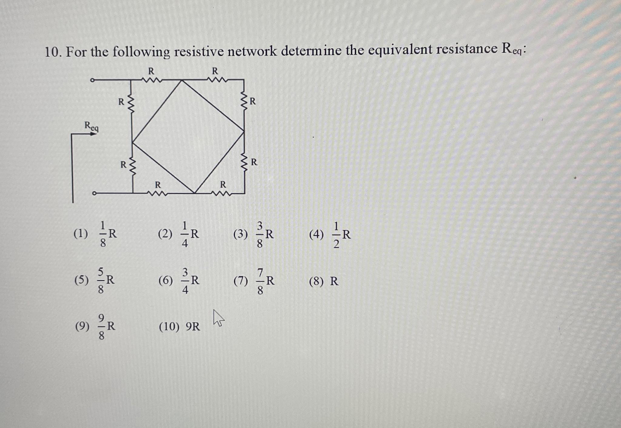 Solved For The Following Resistive Network Determine The Chegg