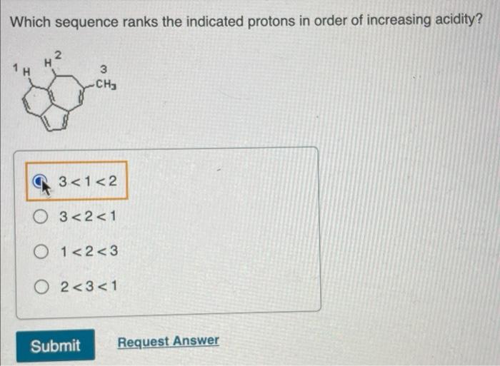 Solved Which Sequence Ranks The Indicated Protons In Order Chegg