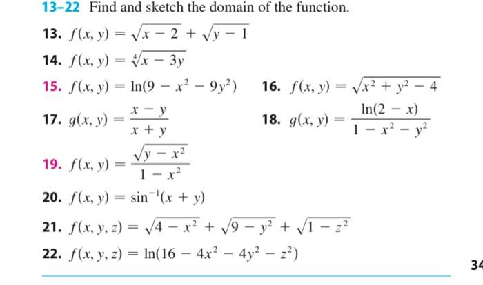 Solved 13 22 Find And Sketch The Domain Of The Function 13 Chegg