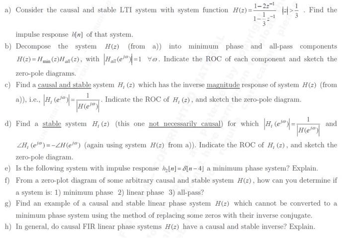 Solved A Consider The Causal And Stable LTI System With Chegg