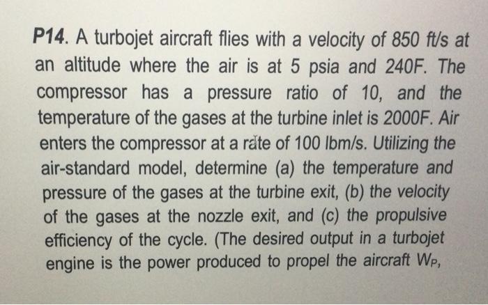 Solved P A Turbojet Aircraft Flies With A Velocity Of Chegg