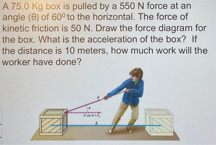 Solved A Kg Box Is Pulled By A N Force At An Angle Chegg