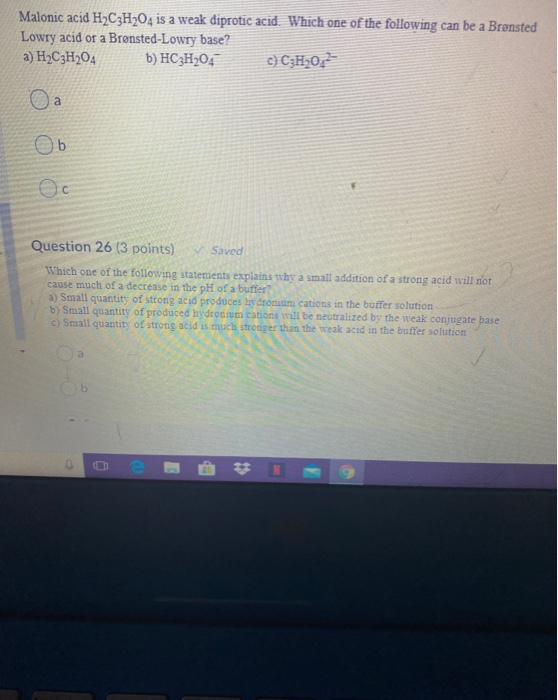 Solved Malonic Acid H C H Is A Weak Diprotic Acid Which Chegg