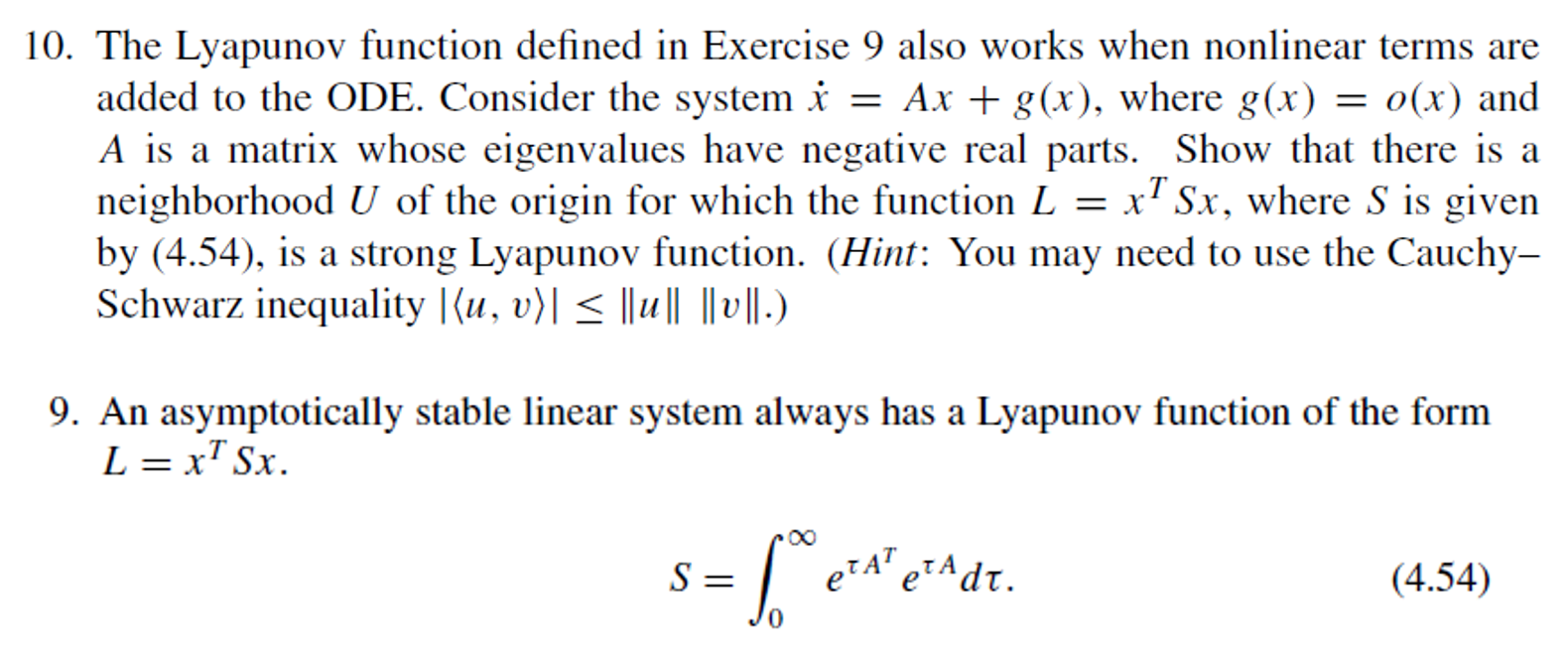 Solved The Lyapunov Function Defined In Exercise Also Chegg