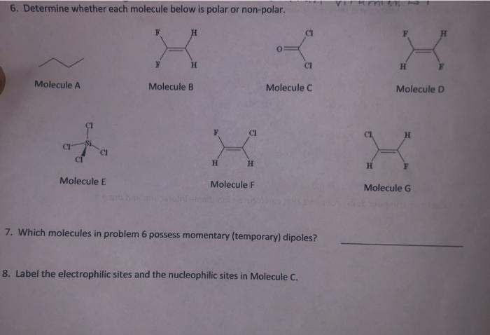 Solved 6 Determine Whether Each Molecule Below Is Polar Or Chegg