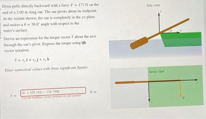 Solved Dima Pulls Directly Backward With A Force F 171 N Chegg