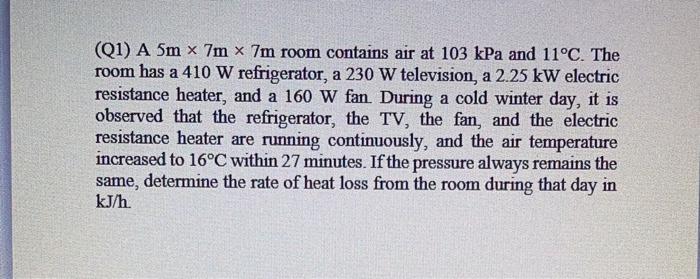 Solved Q A M X M X M Room Contains Air At Kpa And Chegg