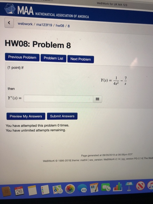 Solved Webwork For Uk Ma Mathematical Association Of Chegg