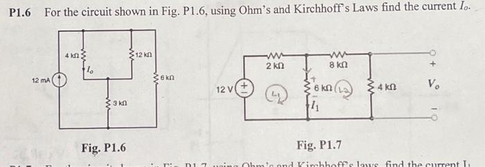 Solved P1 6 For The Circuit Shown In Fig P1 6 Using Ohm S Chegg