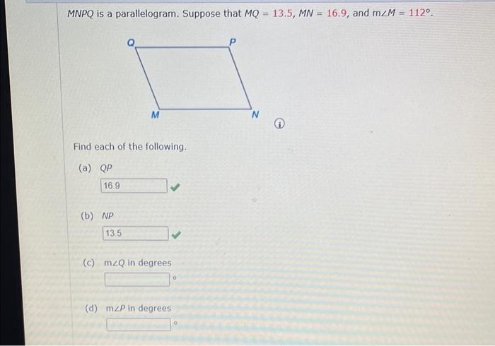 Solved Mnpq Is A Parallelogram Suppose That Mq Mn Chegg