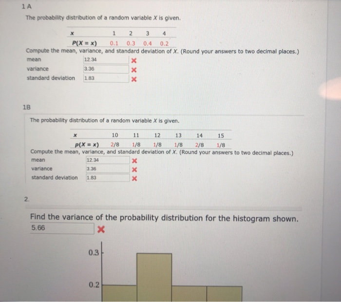 Solved 1A The Probability Distribution Of A Random Variable Chegg