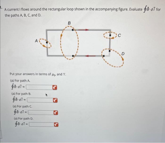 Solved A Current I Flows Around The Rectangular Loop Shown Chegg