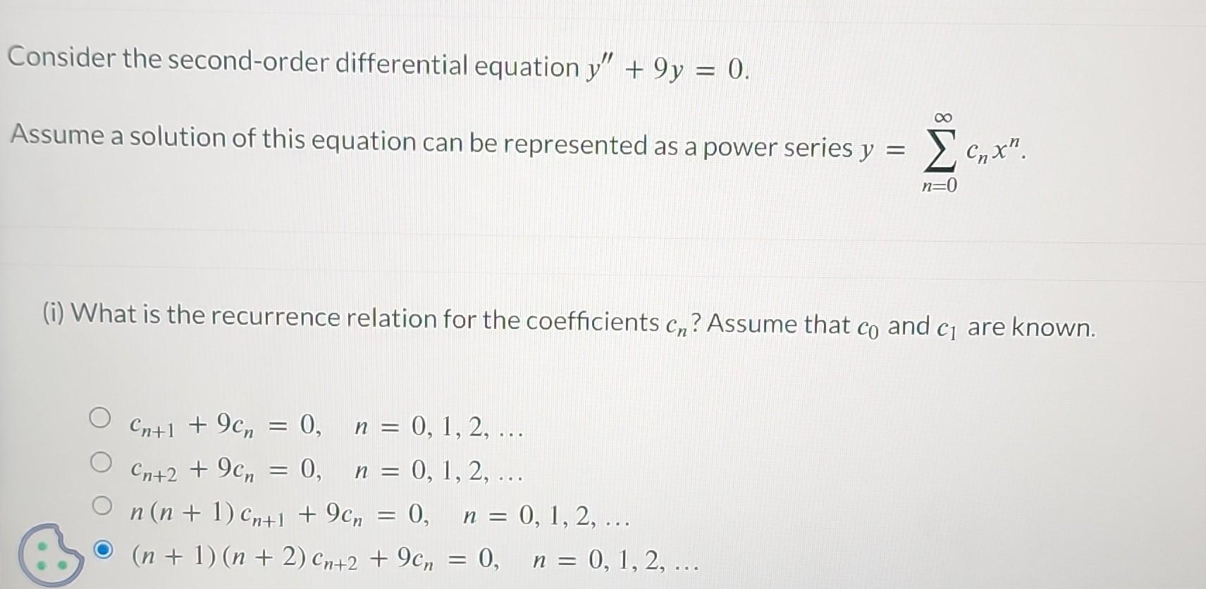 Solved Consider The Second Order Differential Equation Chegg