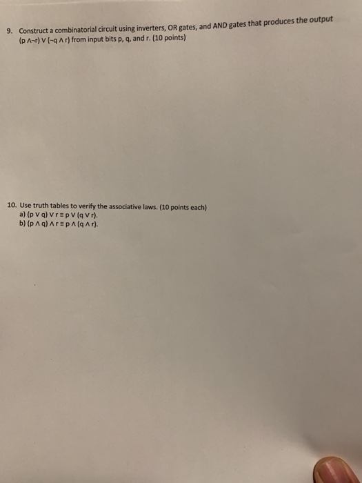 Solved 9 Construct A Combinatorial Circuit Using Inverters Chegg