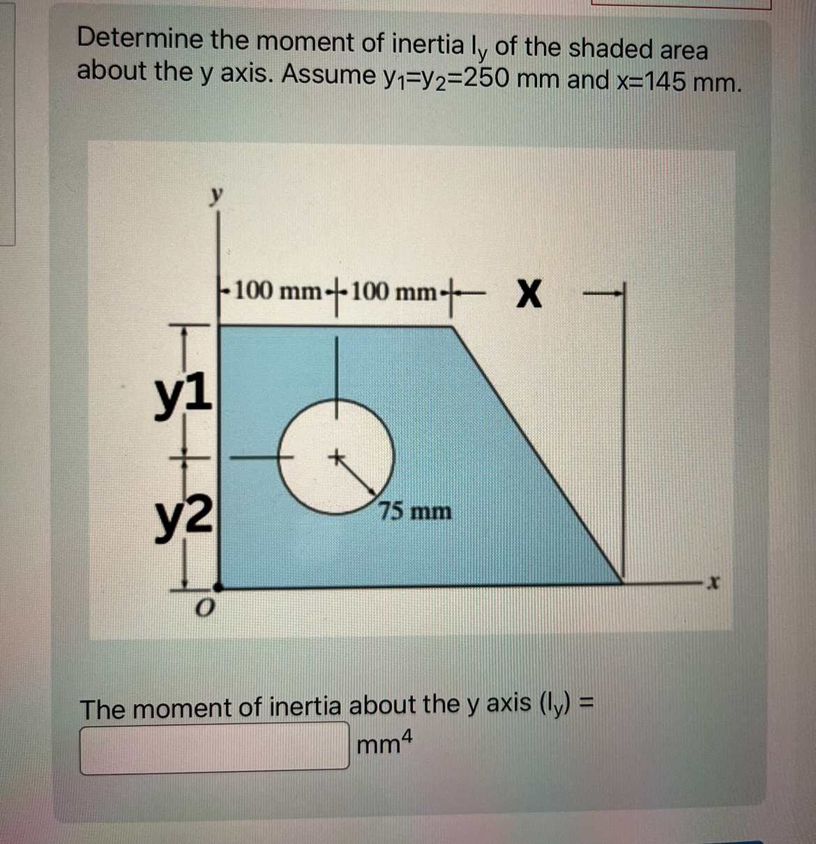 Solved Determine The Moment Of Inertia Iy Of The Shaded Chegg