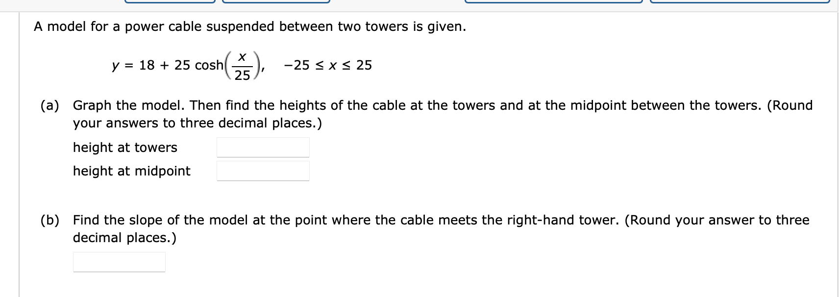 Solved A Model For A Power Cable Suspended Between Two Chegg