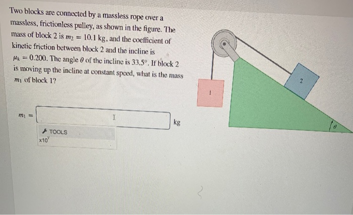 Solved Two Blocks Are Connected By A Massless Rope Over A Chegg