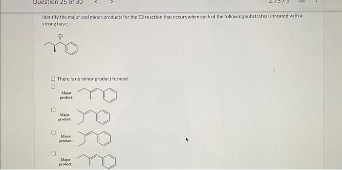 Solved Identify The Major And Minor Products For The E Chegg