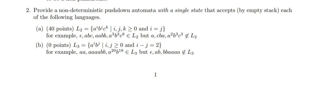 Solved Provide A Non Deterministic Pushdown Automata With Chegg