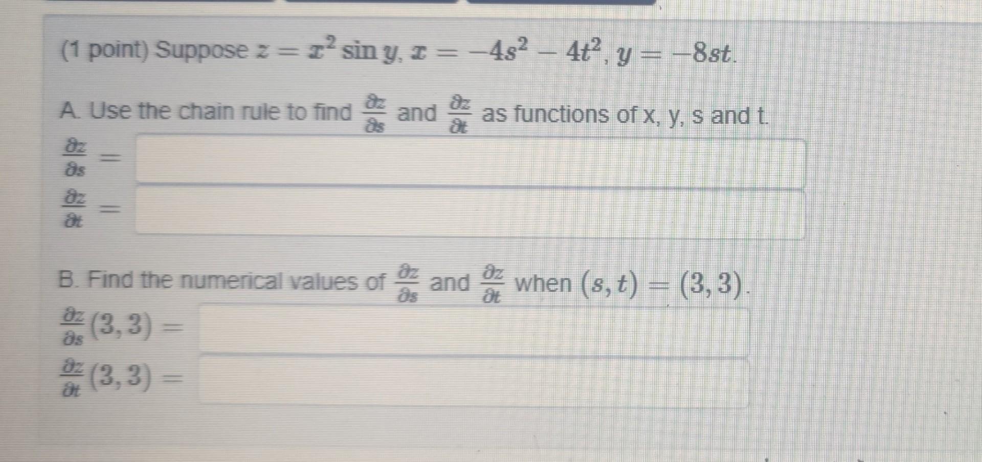 Solved Point Suppose Z X Siny X S T Y St A Use Chegg