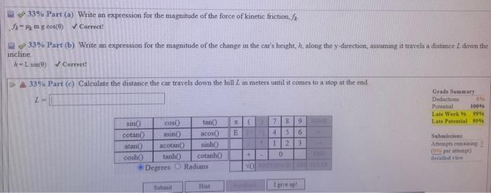 Solved 13 Problem 8 A Car Of Mass M 1010 Kg Is Chegg