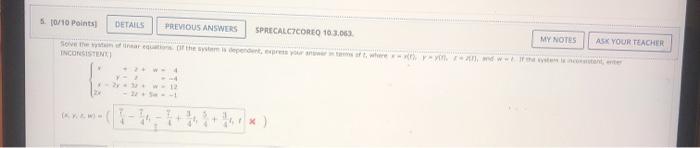 Solved Points Details Previous Answers Sprecalc Coreo Chegg