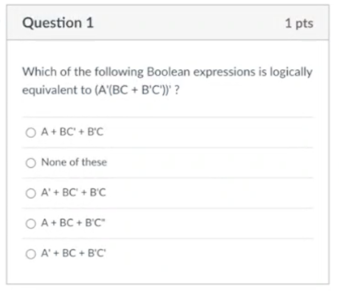 Solved Which Of The Following Boolean Expressions Is Chegg