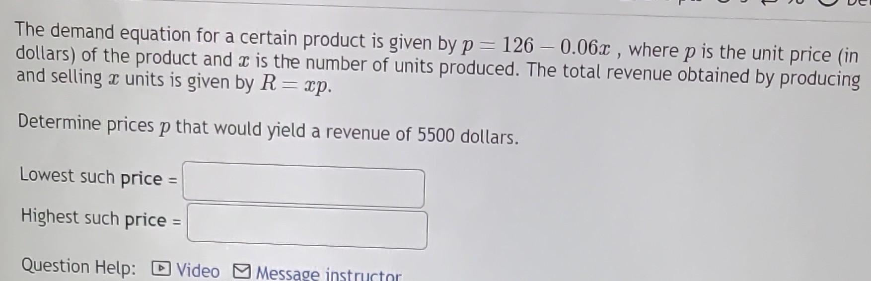 Solved The Demand Equation For A Certain Product Is Given By Chegg