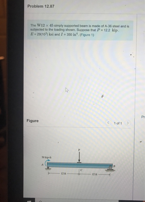 Solved Problem 12 87 The W12 X 45 Simply Supported Beam Is Chegg