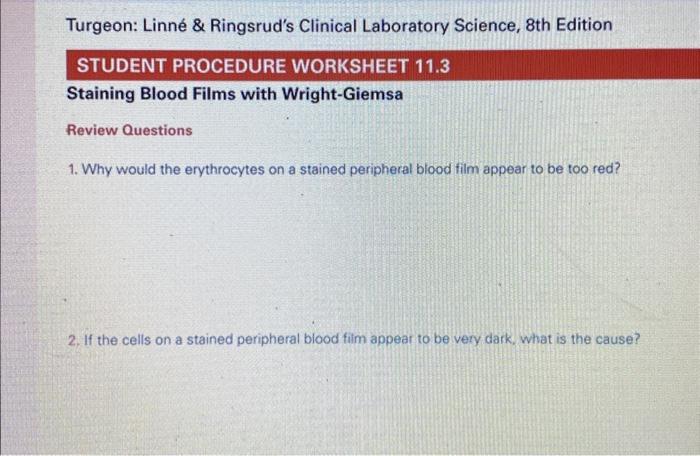 Solved Turgeon Linn Ringsrud S Clinical Laboratory Chegg