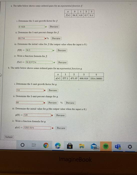 Solved A The Table Below Shows Some Ordered Pairs For An Chegg