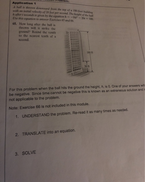 Solved Om Application 1 A Ball Is Thrown Downward From The Chegg