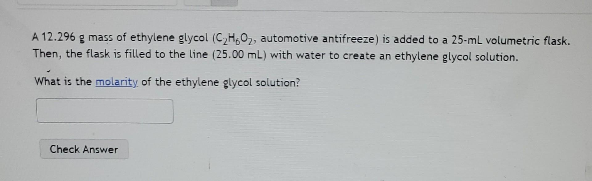 Solved A G Mass Of Ethylene Glycol C H O Chegg