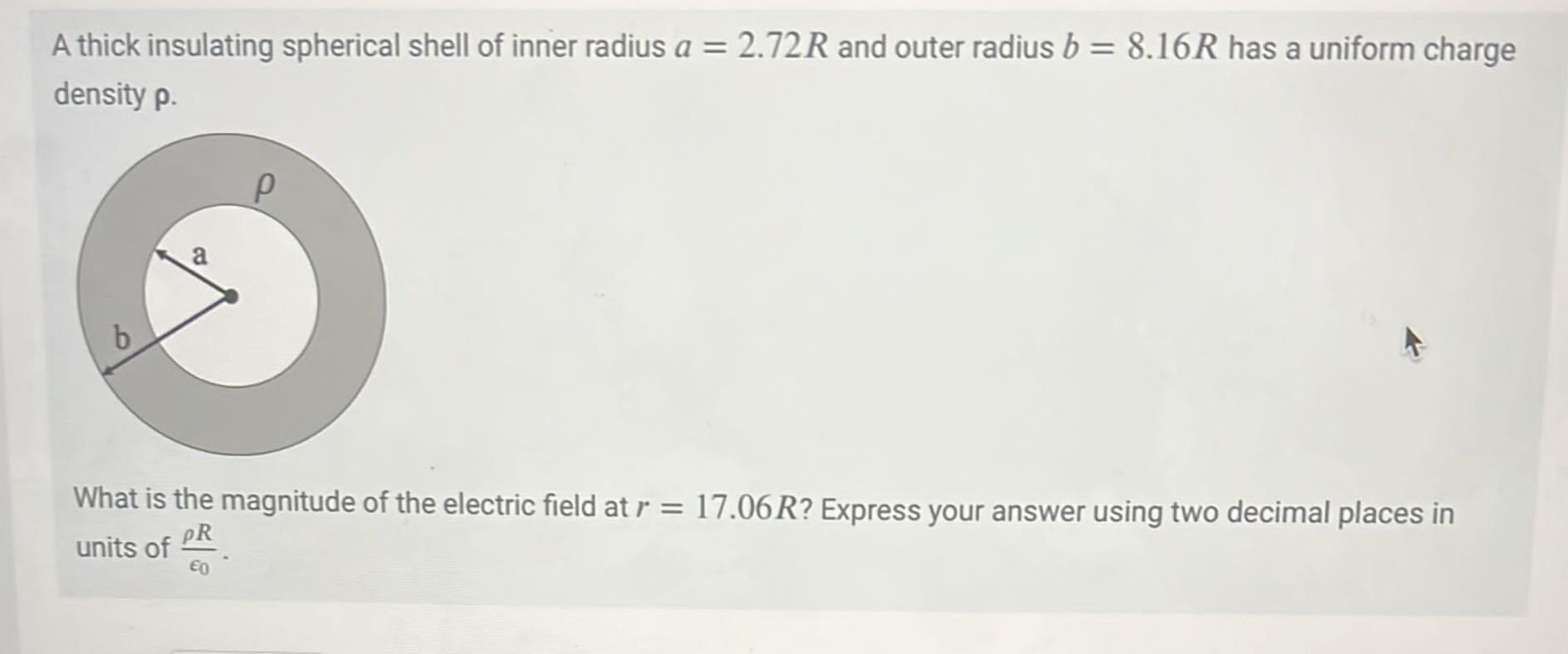 Solved A Thick Insulating Spherical Shell Of Inner Radius Chegg