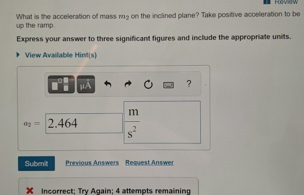 Solved Consider The Mass And Pulley System Shown Mass M Chegg