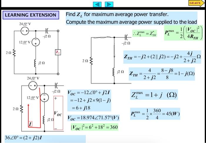 Solved Find Zl For Maximum Average Power Transfer Compute Chegg