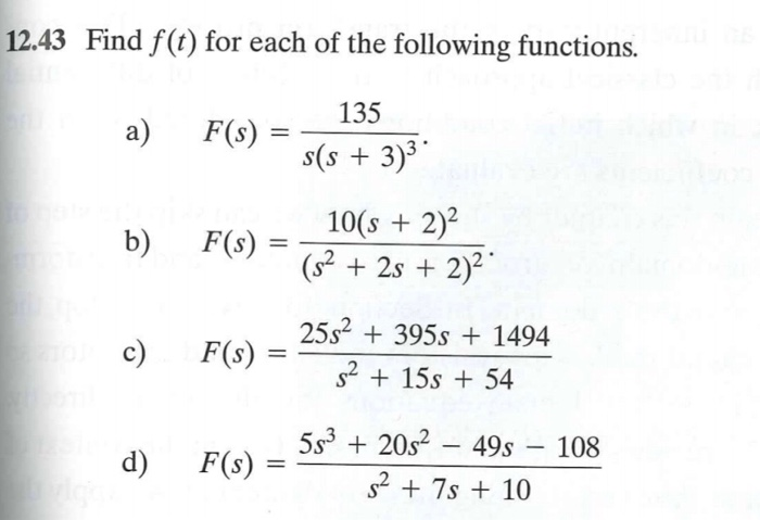 Solved Find F T For Each Of The Following Functions Chegg