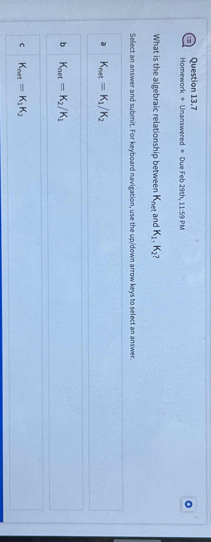 Solved Question 13 7Homework Unanswered Due Feb Chegg