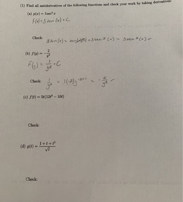 Solved Find All Antiderivatives Of The Following Chegg