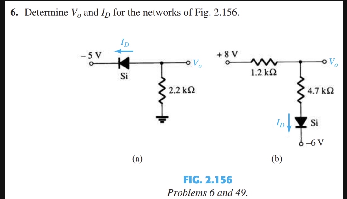 Solved Determine Vo And Id For The Networks Of Fig Chegg