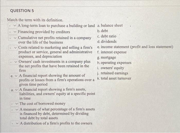 Solved Match The Term With Its Definition A Long Term Loan Chegg