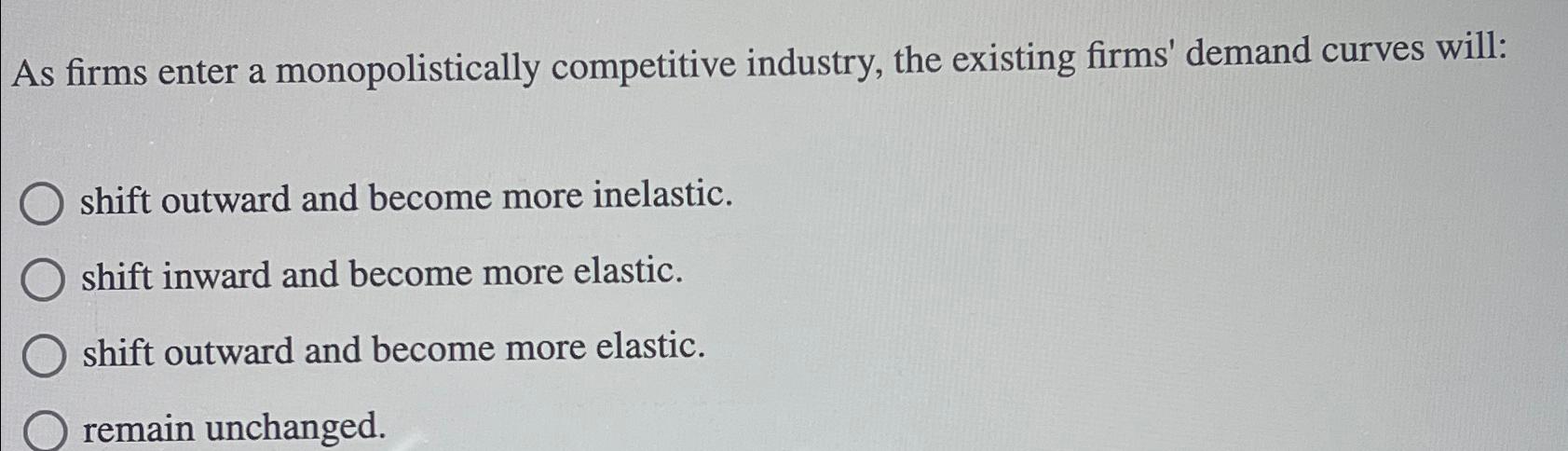 Solved As Firms Enter A Monopolistically Competitive Chegg