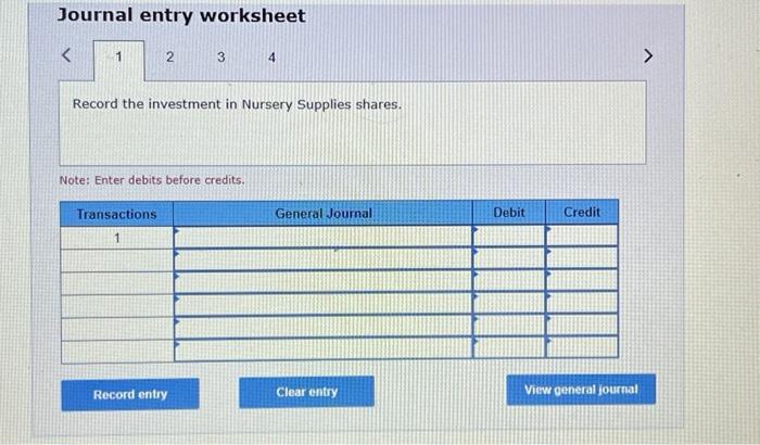 Solved Exercise Algo Equity Method Purchase Chegg