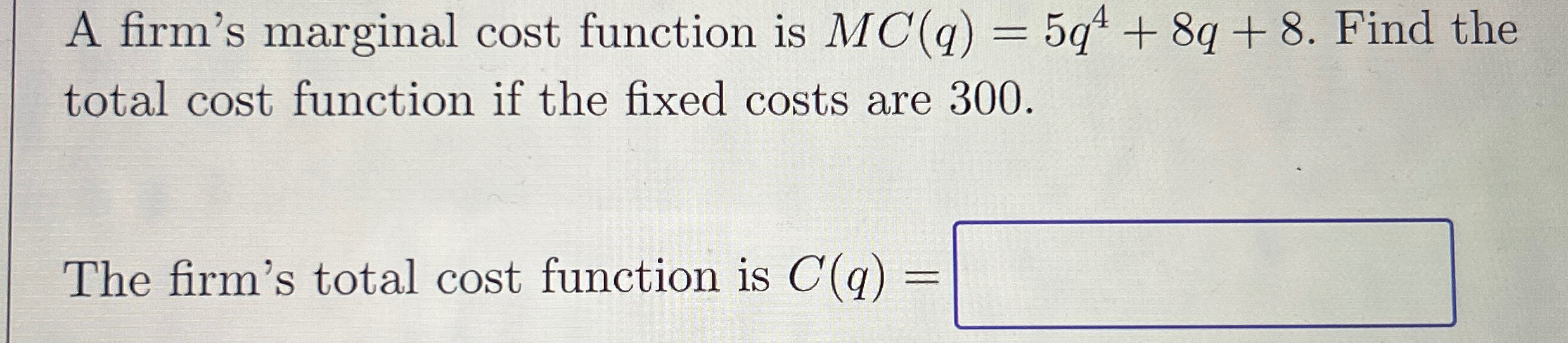 Solved A Firm S Marginal Cost Function Is Mc Q Q Q Chegg