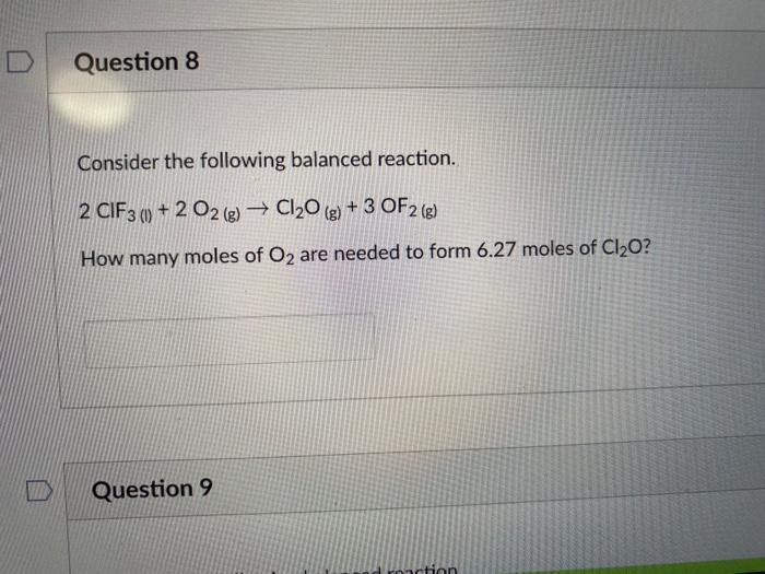 Solved Consider The Following Balanced Reaction Chegg