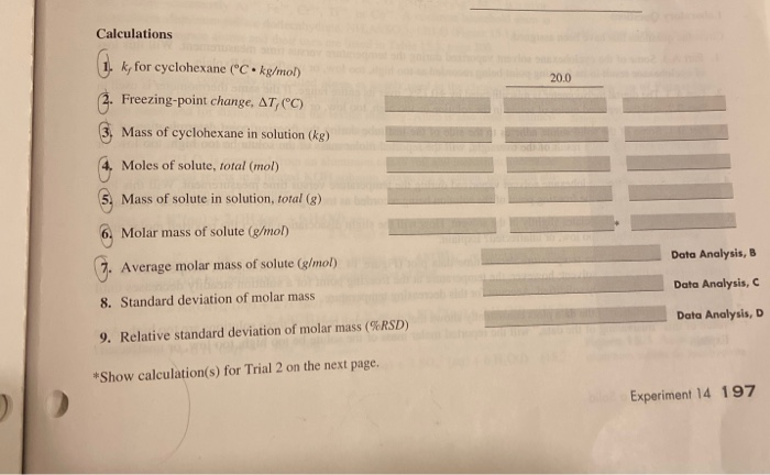 Experiment 14 Prelaboratory Assignment Molar Mass Of Chegg