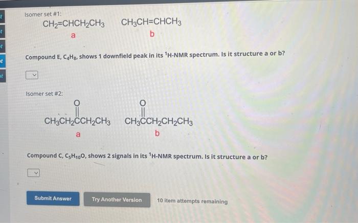 Solved Isomer Set Ch Chch Ch Ch Ch Chch A B Compound Chegg