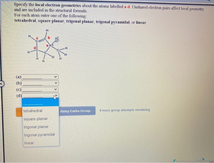 Solved Specify The Local Electron Geometries About The Atoms Chegg