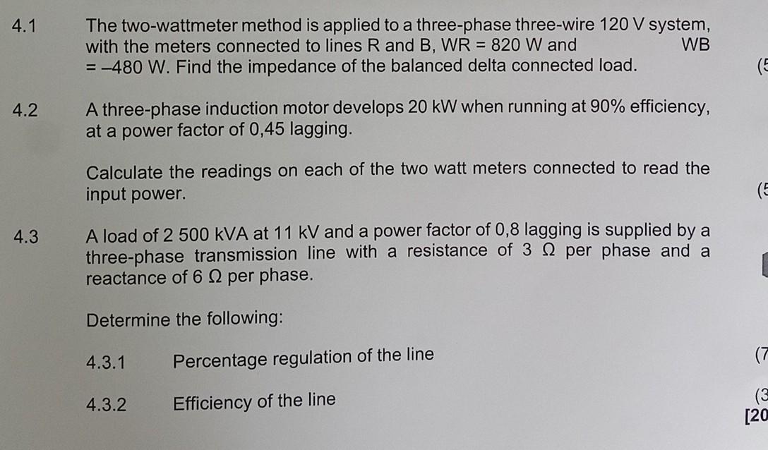 Solved 4 1 The Two Wattmeter Method Is Applied To A Chegg